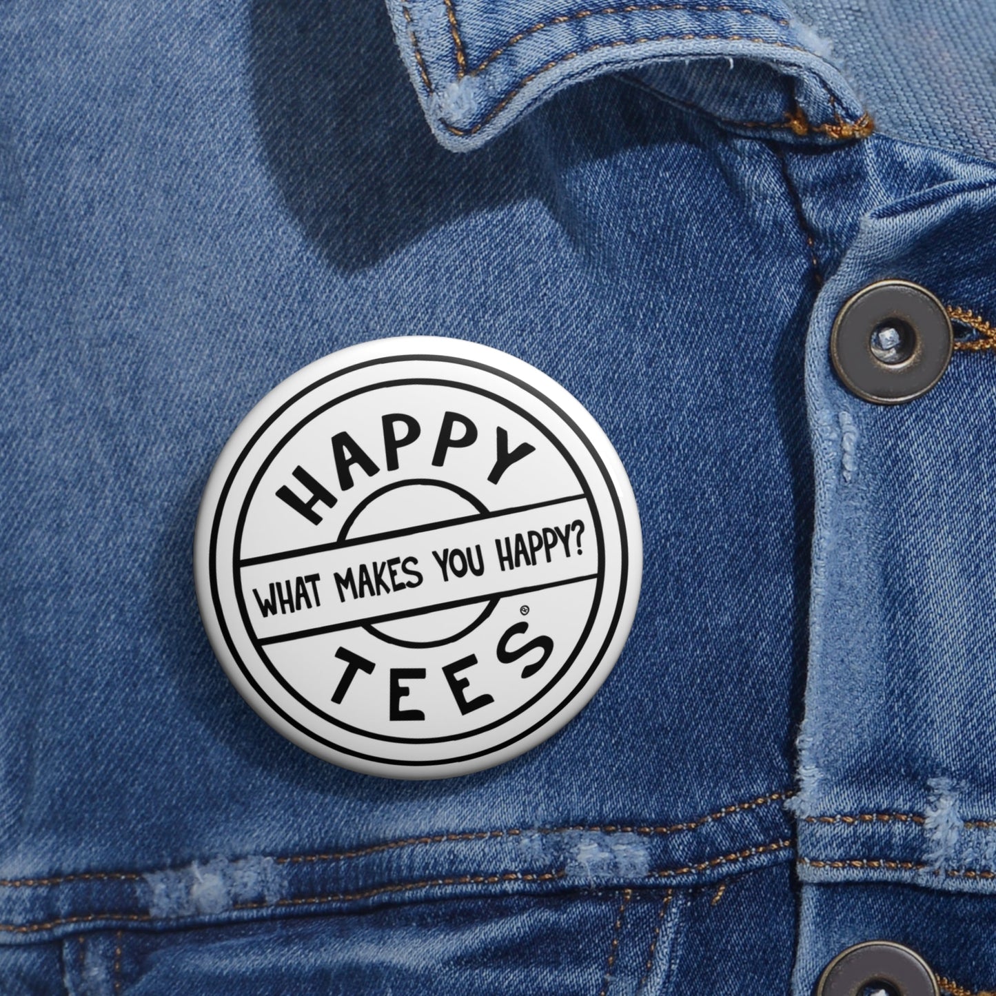 Happy Tees® Pin Buttons (black and white) Accessories HAPPY TEES® BRAND