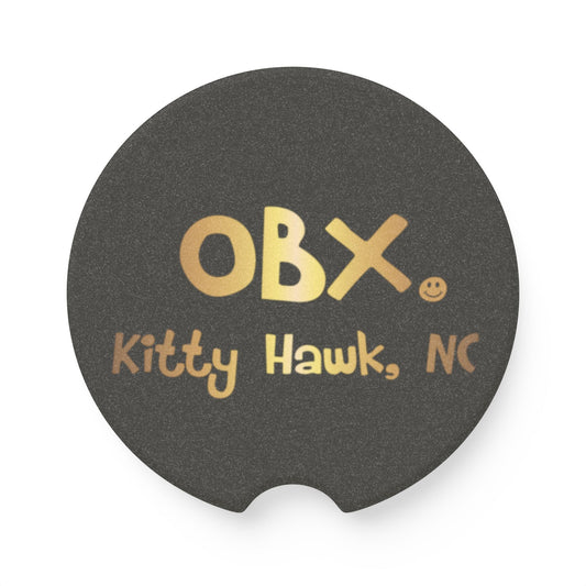 OBX Happy Tee (Car Coaster, Gold) Home Decor 2.6'' × 2.6" / 1pc HAPPY TEES® BRAND