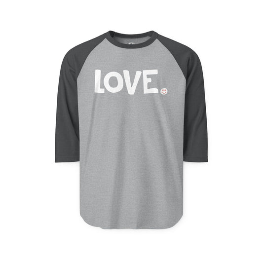 LOVE Happy Tee (Long Sleeve Raglan with white graphic)