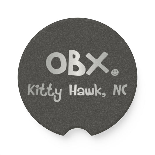 OBX Happy Tee (Car Coaster, Silver) Home Decor HAPPY TEES® BRAND