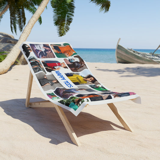 Happy Tees® Beach Towel (with collage of models) Home Decor HAPPY TEES® BRAND
