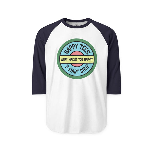 Happy Tees® T-Shirt (Long Sleeve Raglan with circular front logo)