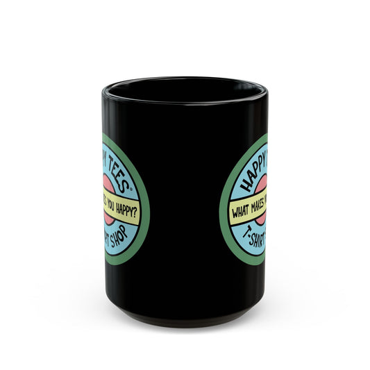 Happy Tees® Mug (ceramic, black, 15 ounce) Mug HAPPY TEES® BRAND