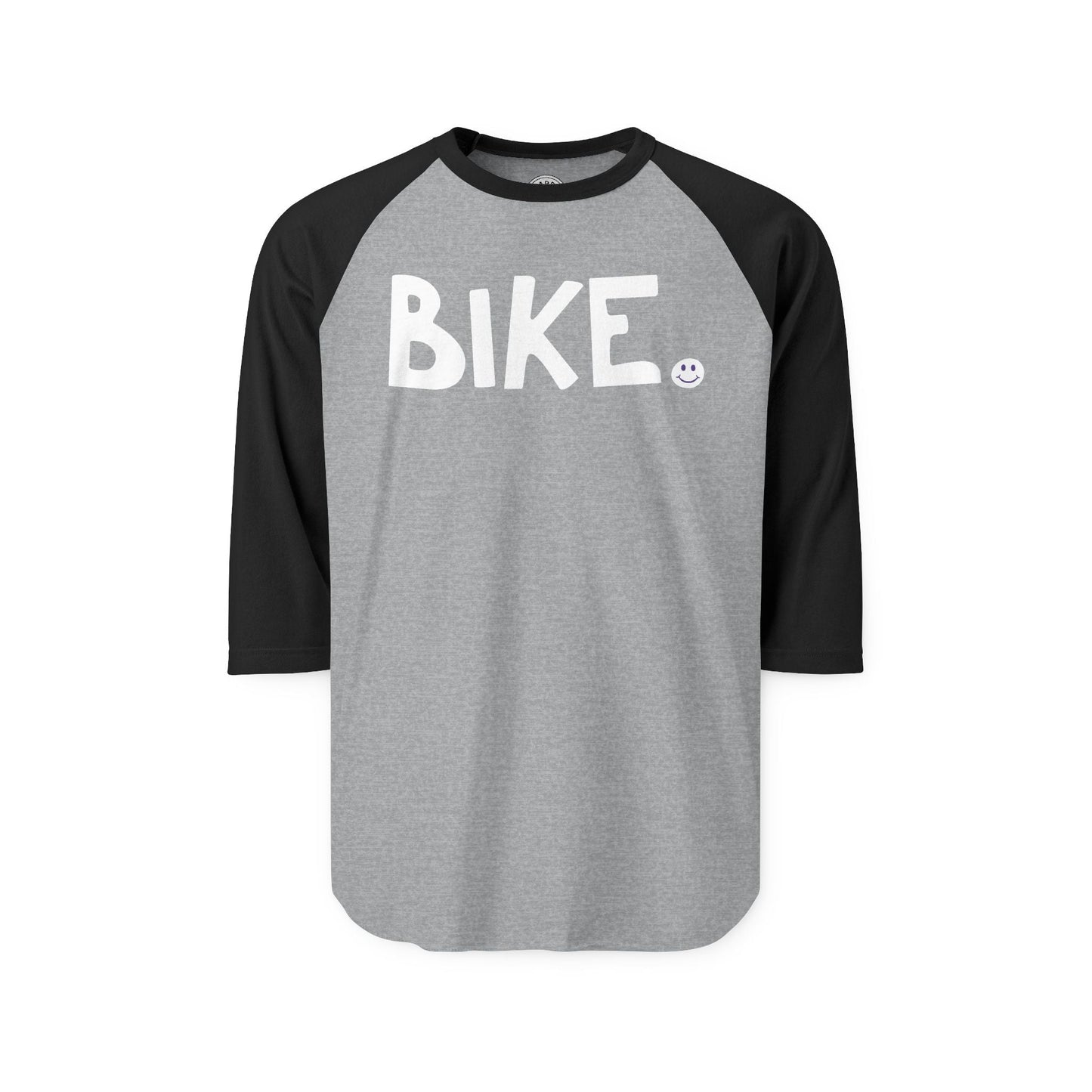 BIKE Happy Tee (Long Sleeve Raglan) Long-sleeve 2XL / Heather Grey/Black HAPPY TEES® BRAND