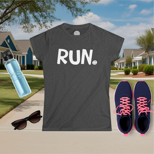 RUN Happy Tee (Women's Tee) T-Shirt HAPPY TEES® BRAND