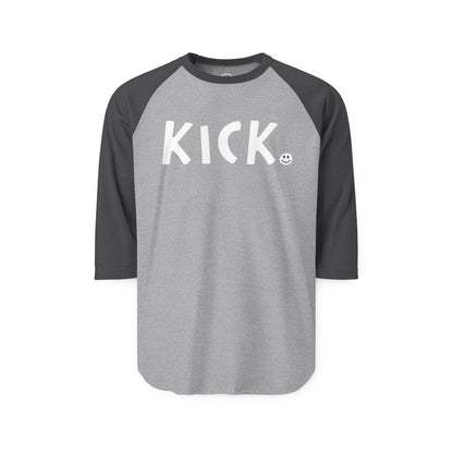 KICK Happy Tee (Long Sleeve Raglan)  Long-sleeve 2XL / Heather Grey/Heather Charcoal HAPPY TEES® BRAND