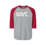 LOVE Happy Tee (Long Sleeve Raglan with white graphic)  Long-sleeve  HAPPY TEES® BRAND