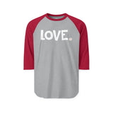 LOVE Happy Tee (Long Sleeve Raglan with white graphic)  Long-sleeve  HAPPY TEES® BRAND