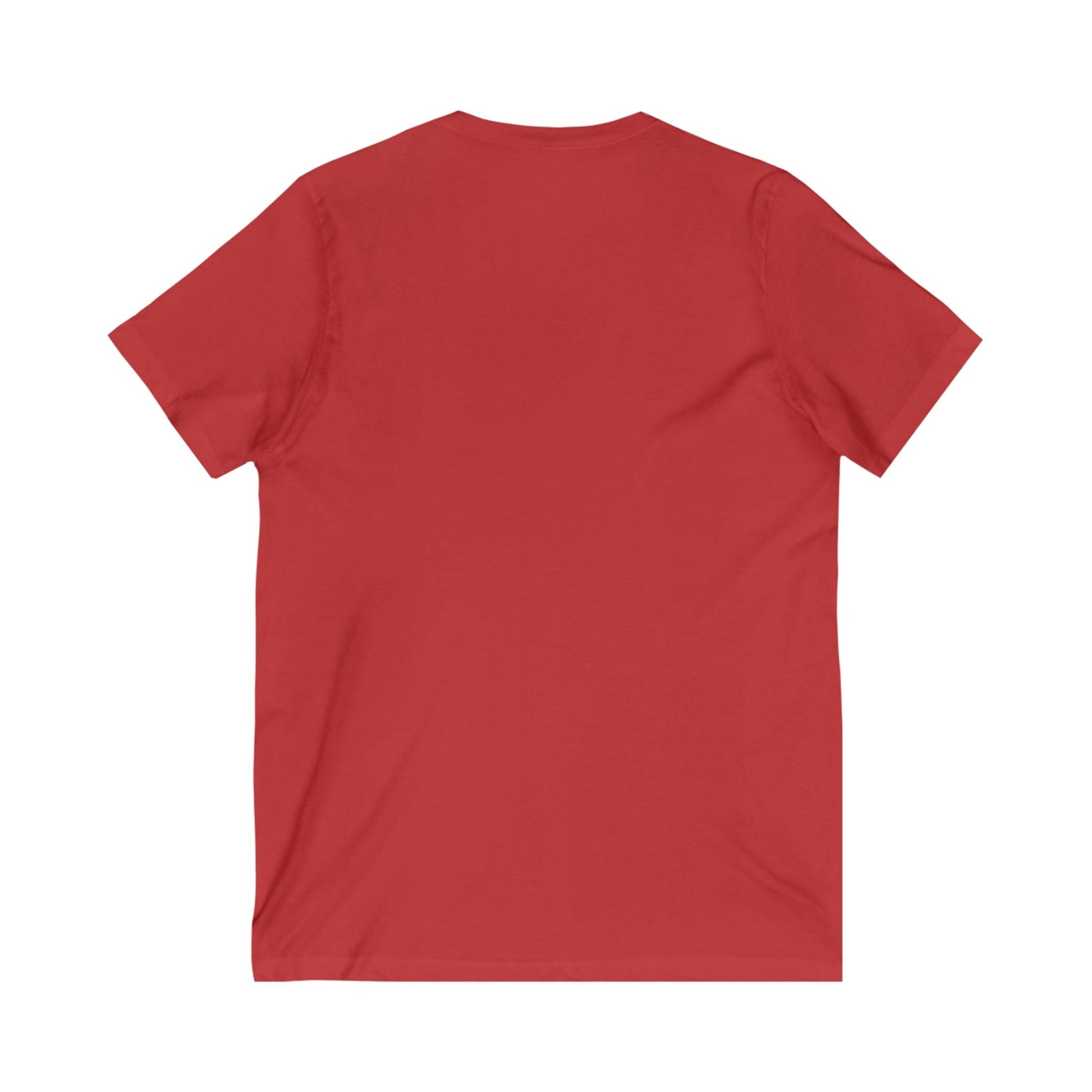 LOVE Happy Tee (V-Neck Red Tee with white graphic) Printify