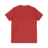 LOVE Happy Tee (V-Neck Red Tee with white graphic) Printify