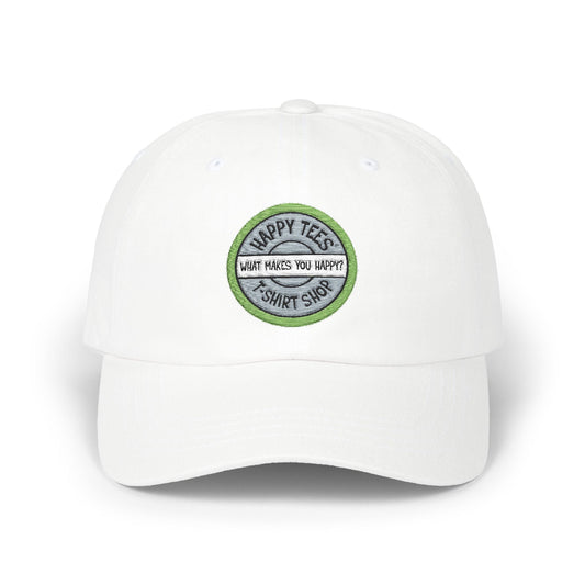 Happy Tees® Cap (Circular Logo T-Shirt Shop, Embroidery)  Hats White / One size HAPPY TEES® BRAND