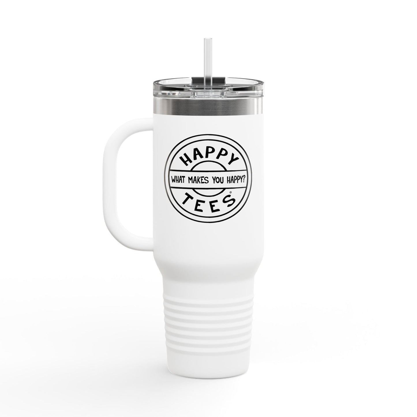 Happy Tees® Tumbler (black and white) Printify