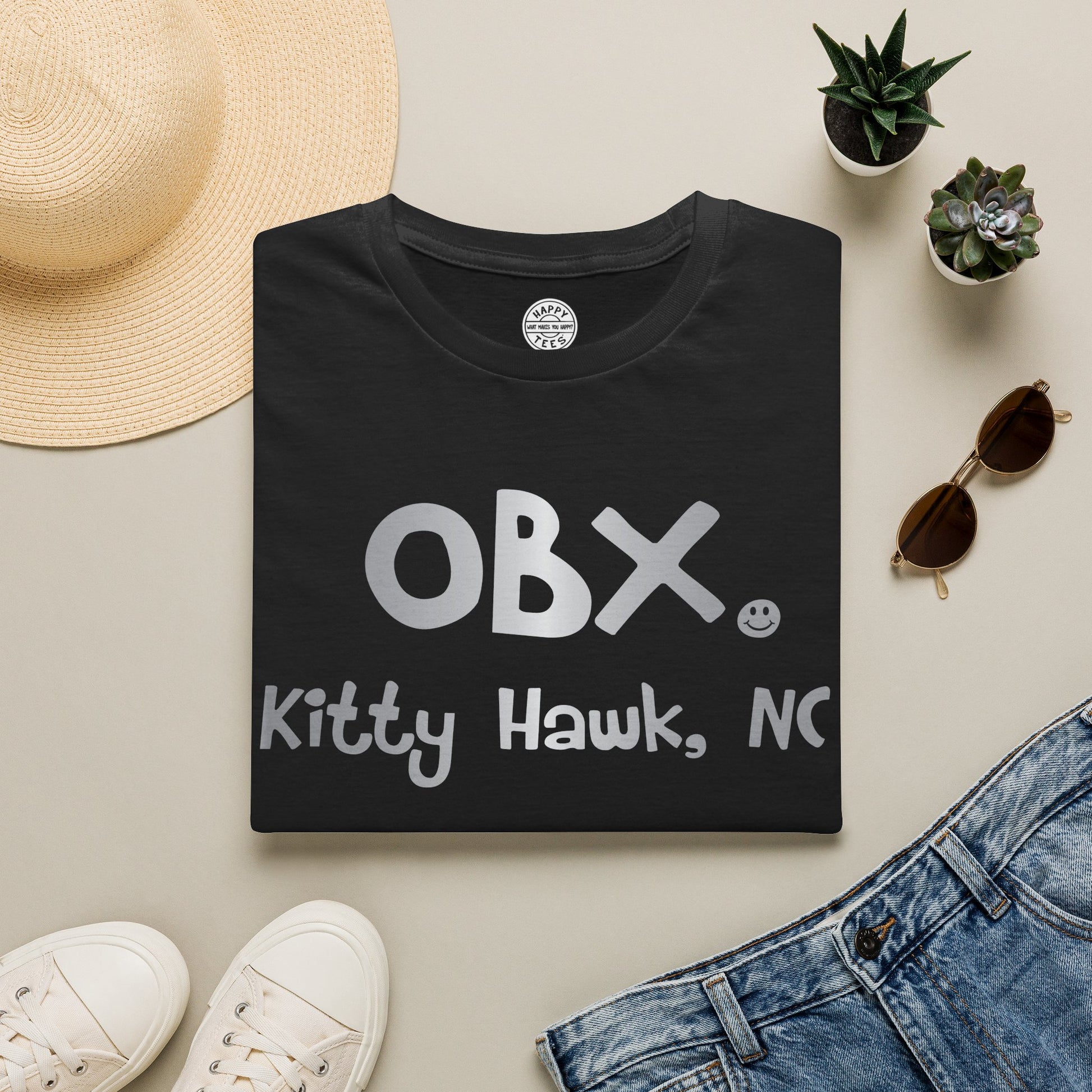 OBX Happy Tee (Silver)  T-Shirt  HAPPY TEES® BRAND