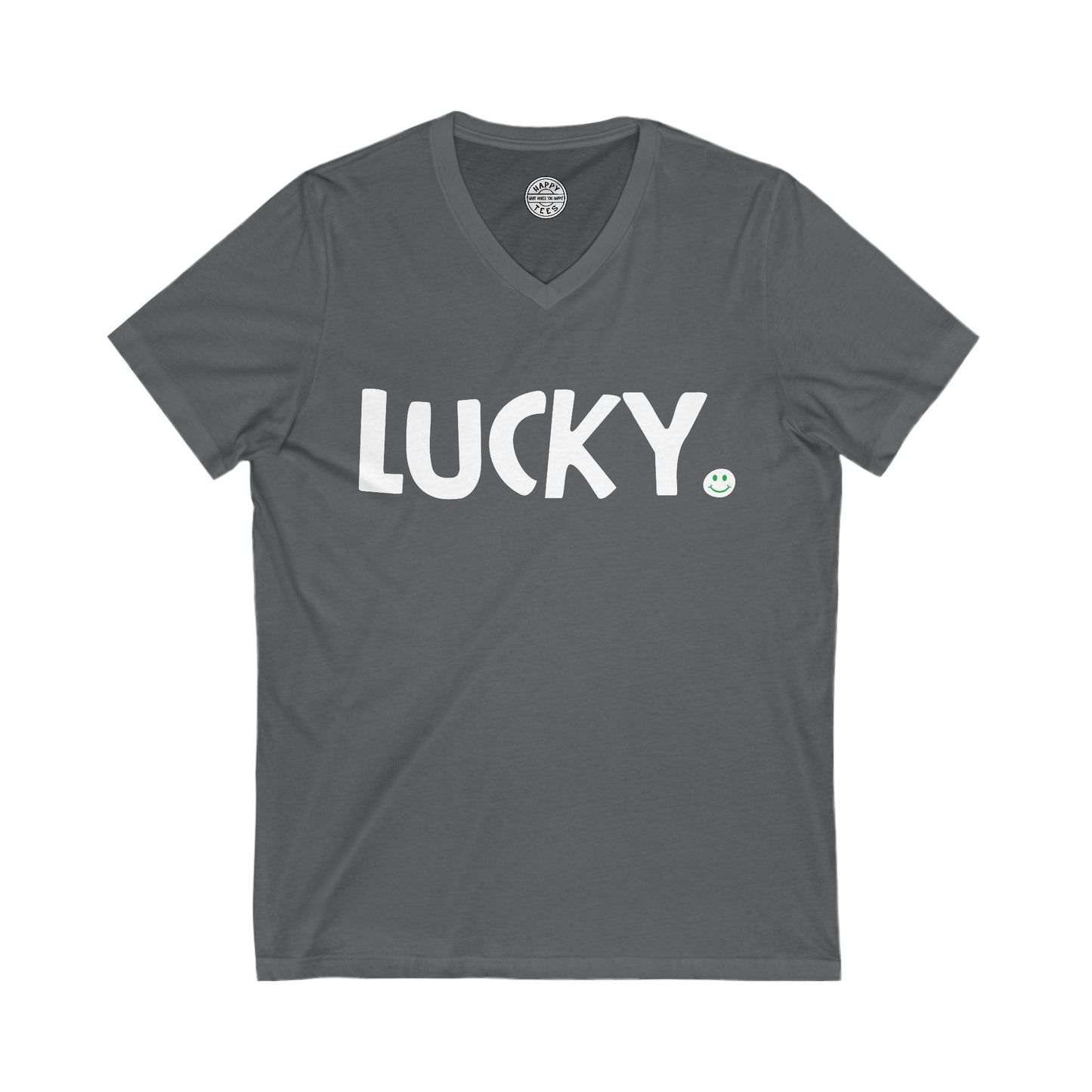 LUCKY Happy Tee (V-Neck)  V-neck Asphalt / 2XL HAPPY TEES® BRAND