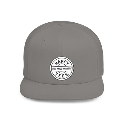 Happy Tees® Flat Bill Cap (Embroidery)  Hats One size / Silver HAPPY TEES® BRAND