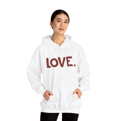 LOVE Happy Tee (White Hoodie with red graphic)  Hoodie  HAPPY TEES® BRAND