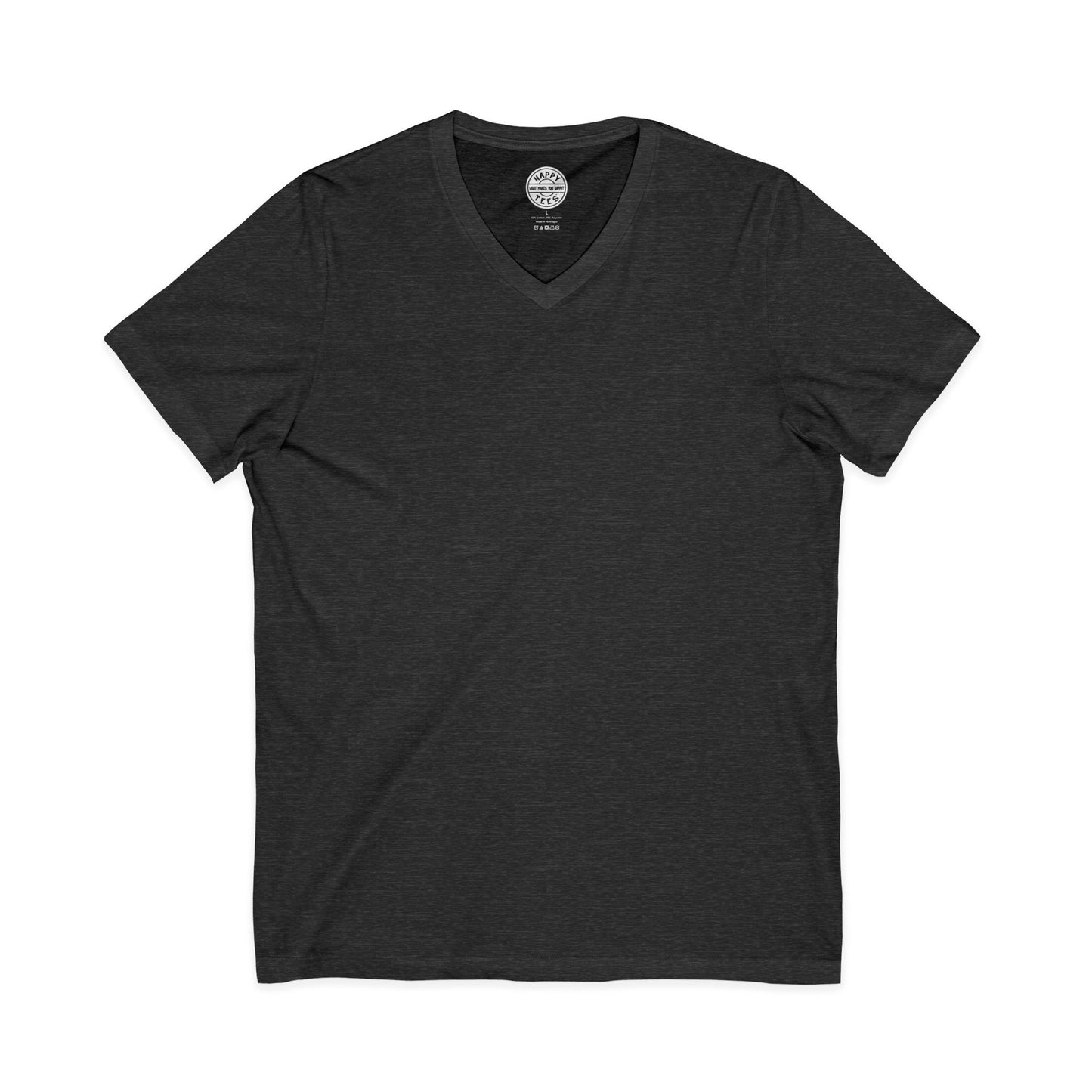 BASIC Happy Tee (V-Neck)  V-neck Dark Grey Heather / 2XL HAPPY TEES® BRAND