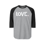 LOVE Happy Tee (Long Sleeve Raglan with white graphic)  Long-sleeve  HAPPY TEES® BRAND