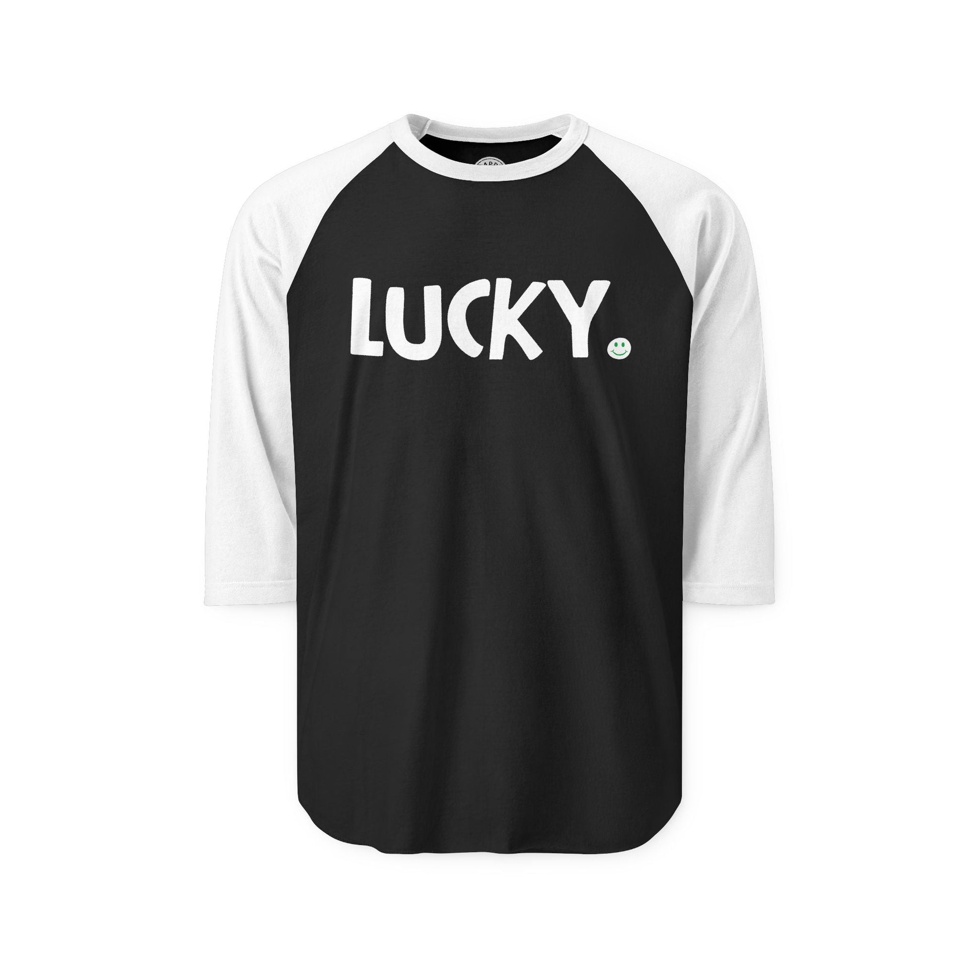 LUCKY Happy Tee (Long Sleeve Raglan)  Long-sleeve 2XL / Black/White HAPPY TEES® BRAND