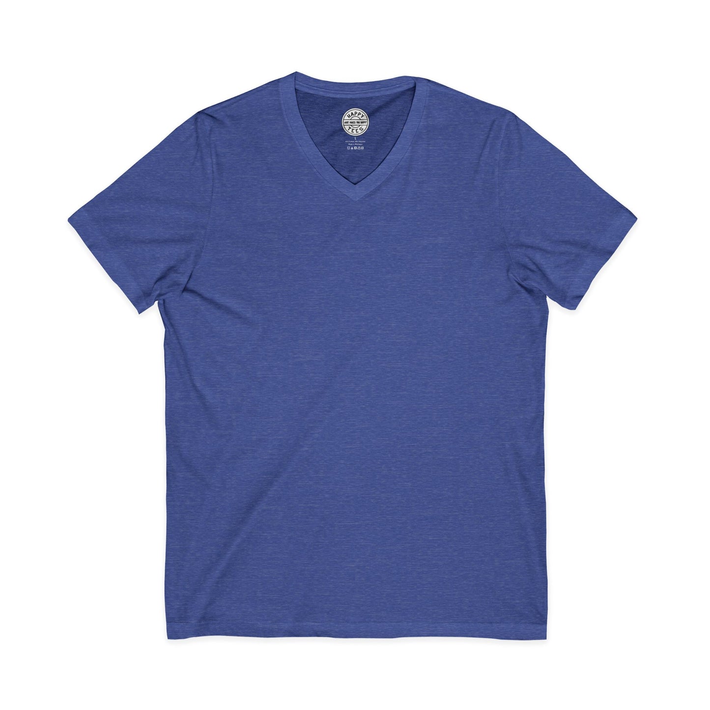 BASIC Happy Tee (V-Neck)  V-neck Heather True Royal / 2XL HAPPY TEES® BRAND