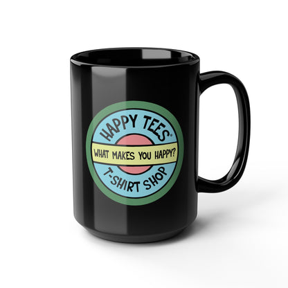 Happy Tees® Mug (ceramic, black, 15 ounce)  Mug 15oz HAPPY TEES® BRAND