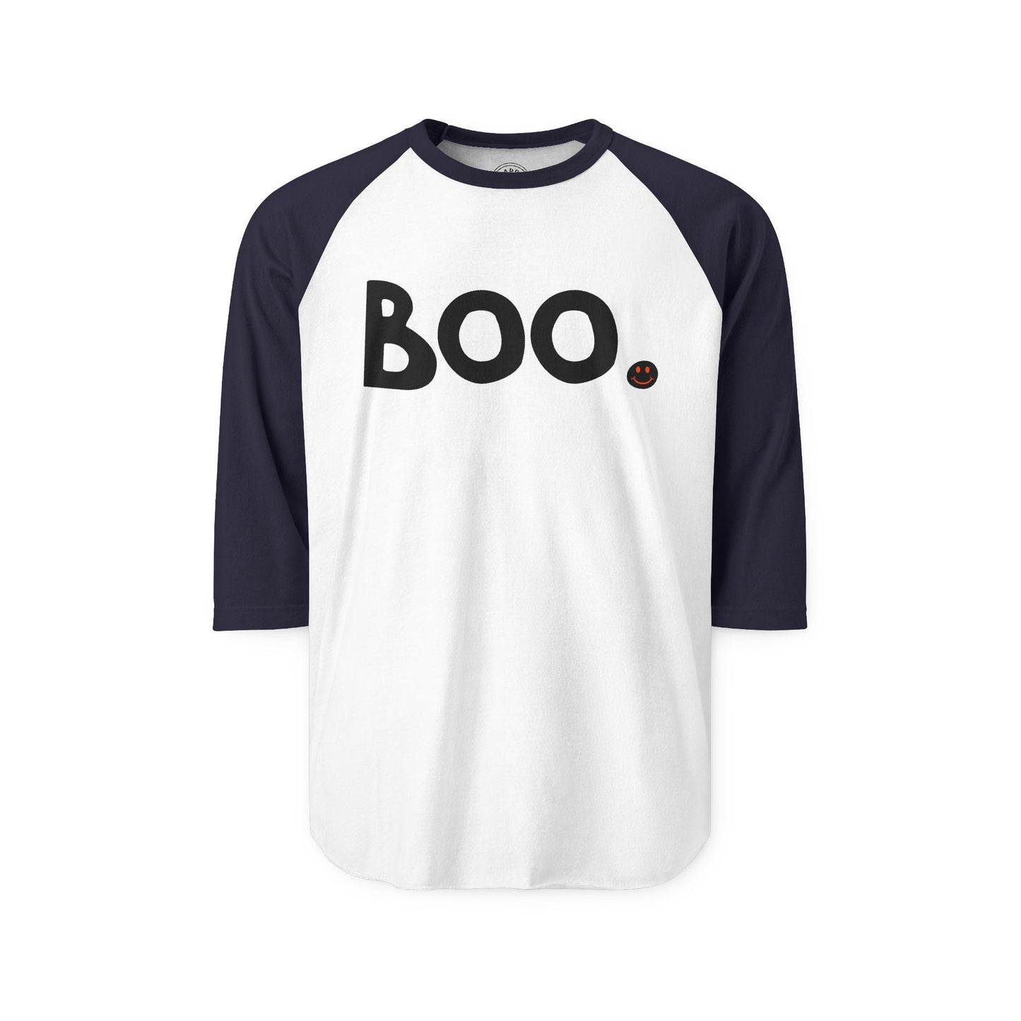 BOO Happy Tee (Long Sleeve Raglan)  Long-sleeve 2XL / White/Navy HAPPY TEES® BRAND
