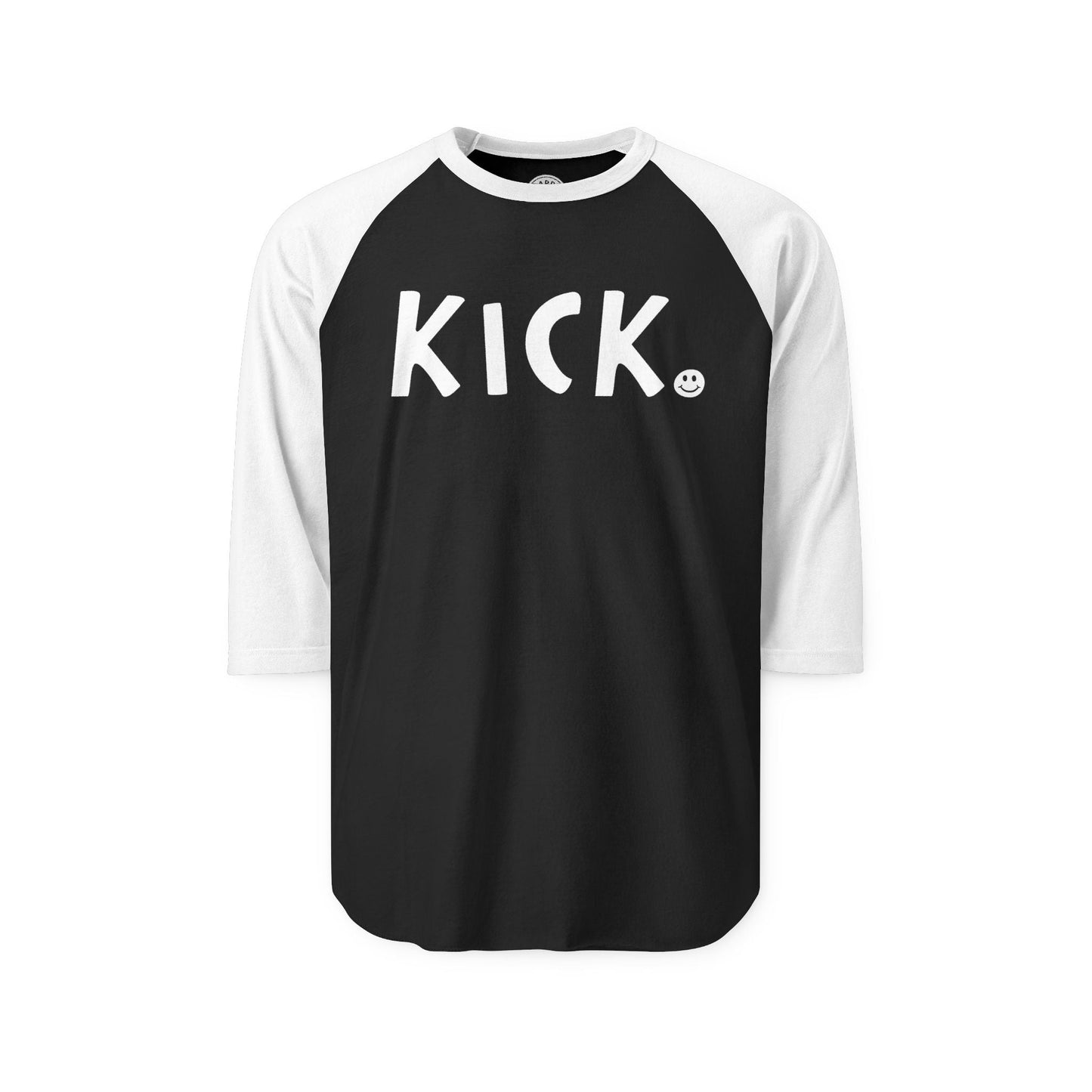 KICK Happy Tee (Long Sleeve Raglan)  Long-sleeve 2XL / Black/White HAPPY TEES® BRAND