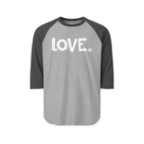 LOVE Happy Tee (Long Sleeve Raglan with white graphic)  Long-sleeve  HAPPY TEES® BRAND
