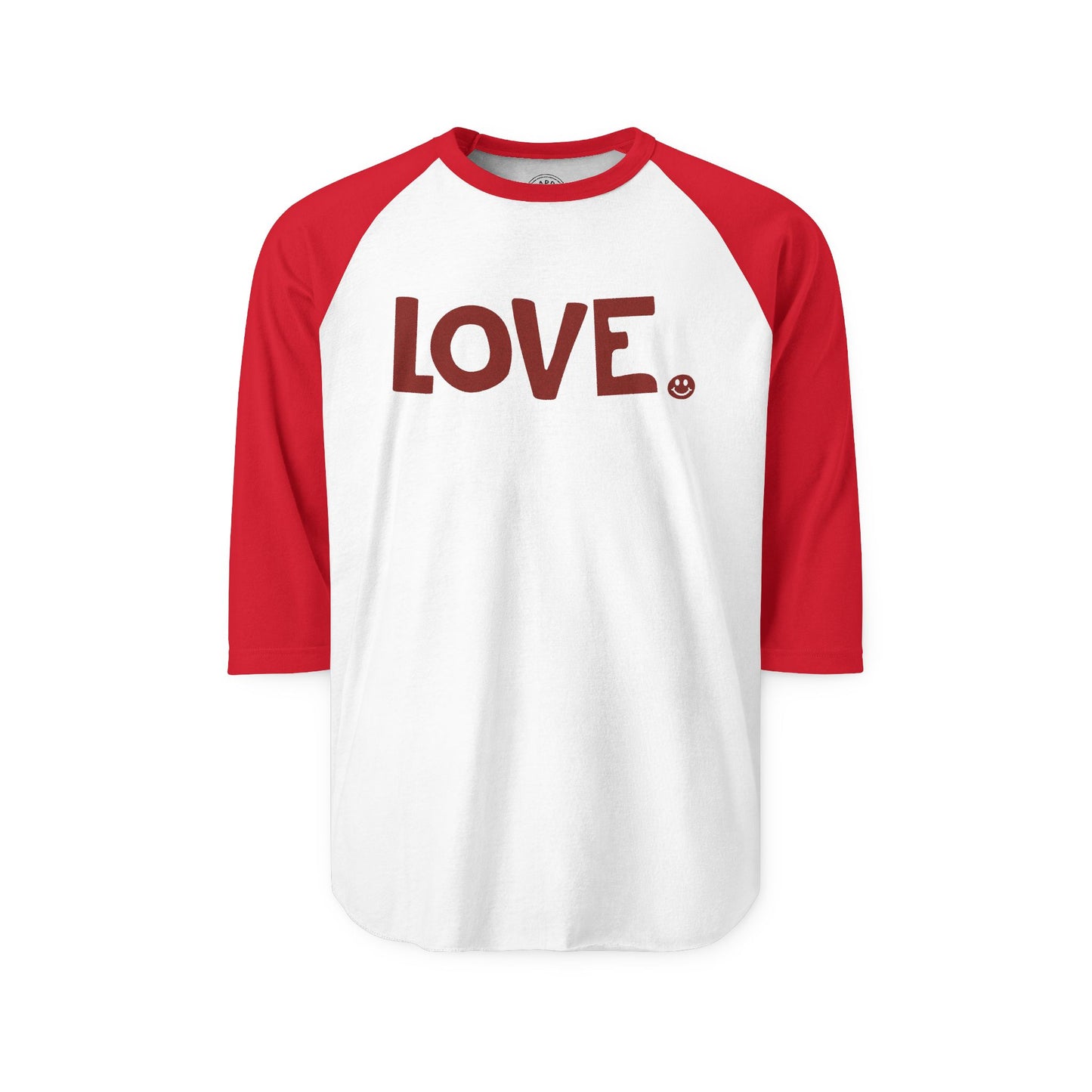 LOVE Happy Tee (Long Sleeve Raglan with red graphic)