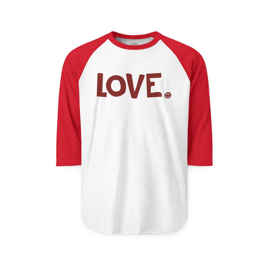 LOVE Happy Tee (Long Sleeve Raglan with red graphic)