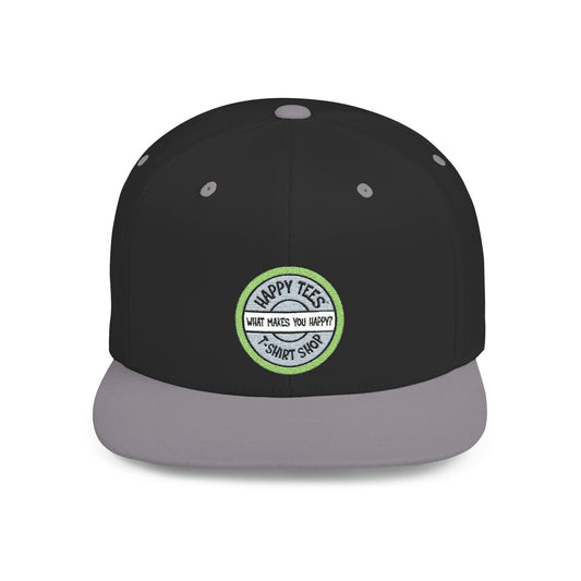 Happy Tees® Flat Bill Cap (Circular Logo T-Shirt Shop, Embroidery) - HAPPY TEES® BRAND