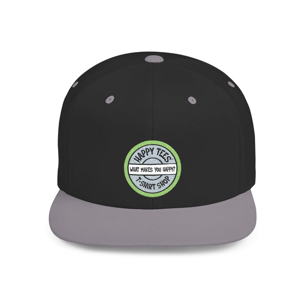 Happy Tees® Flat Bill Cap (Circular Logo T-Shirt Shop, Embroidery)