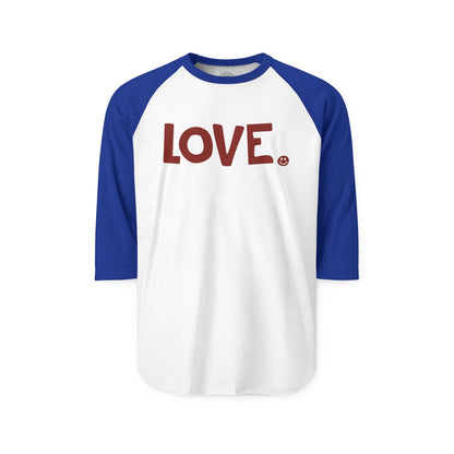 LOVE Happy Tee (Long Sleeve Raglan with red graphic)