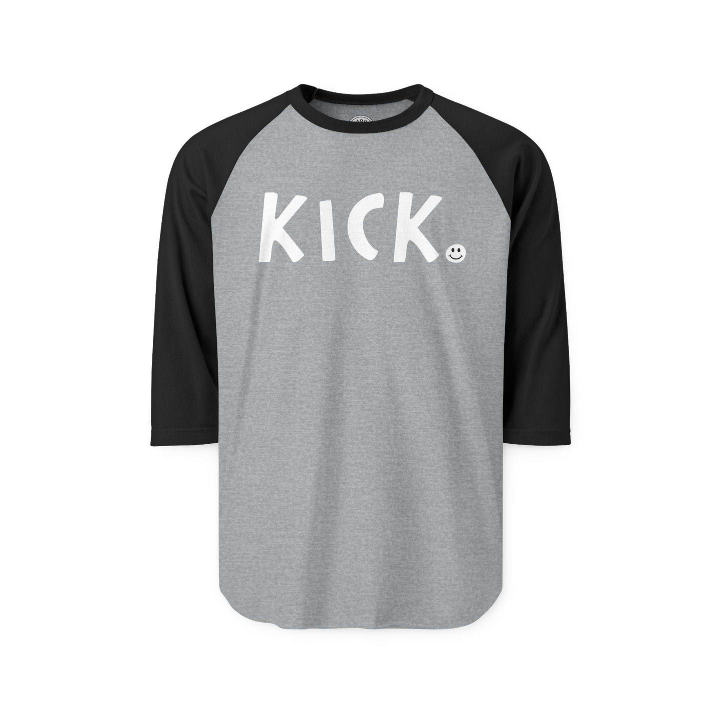 KICK Happy Tee (Long Sleeve Raglan)  Long-sleeve 2XL / Heather Grey/Black HAPPY TEES® BRAND