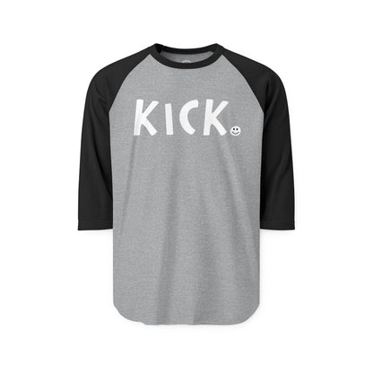 KICK Happy Tee (Long Sleeve Raglan)  Long-sleeve 2XL / Heather Grey/Black HAPPY TEES® BRAND