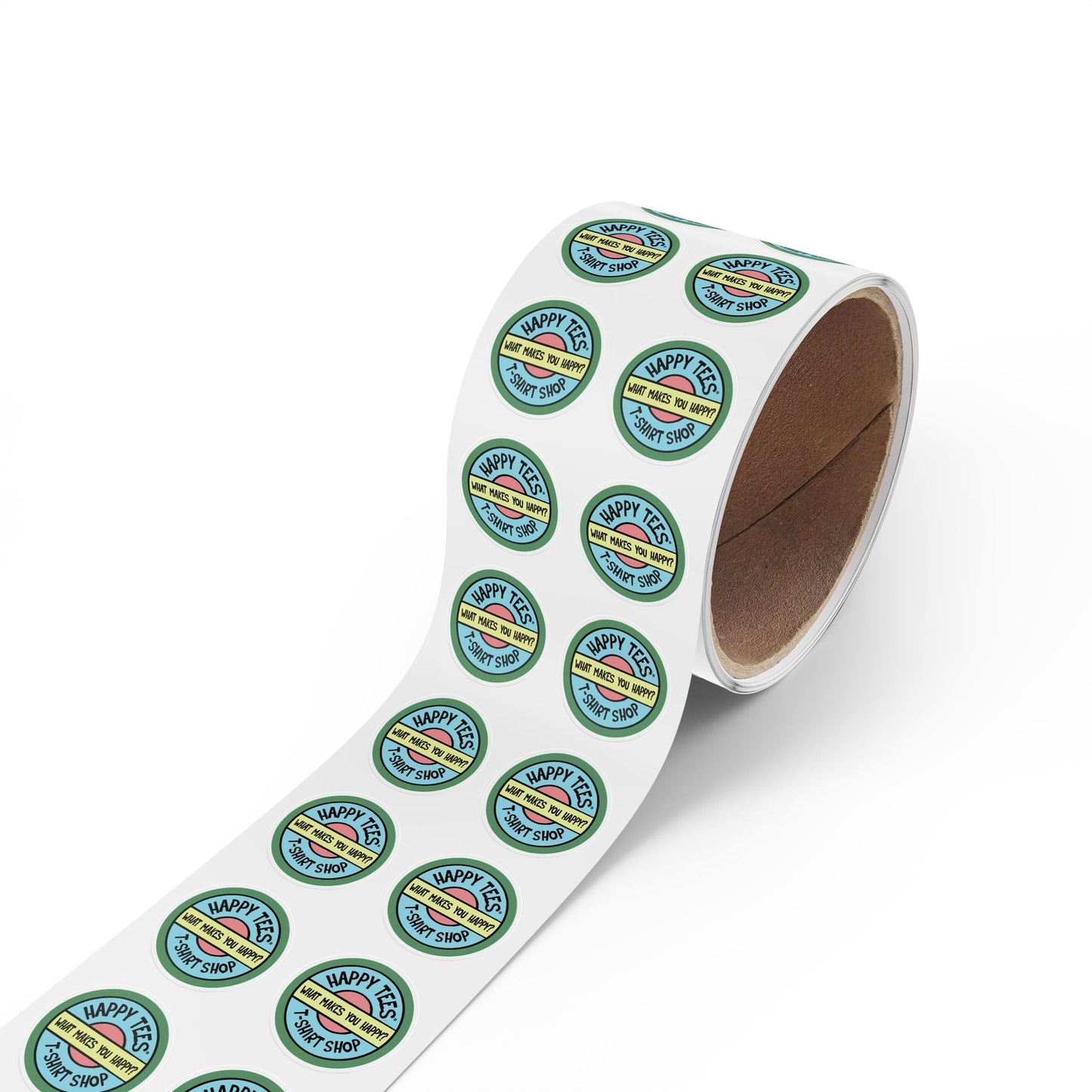 Happy Tees® Round Stickers (color, rolls of 50, 100, 250) Printify