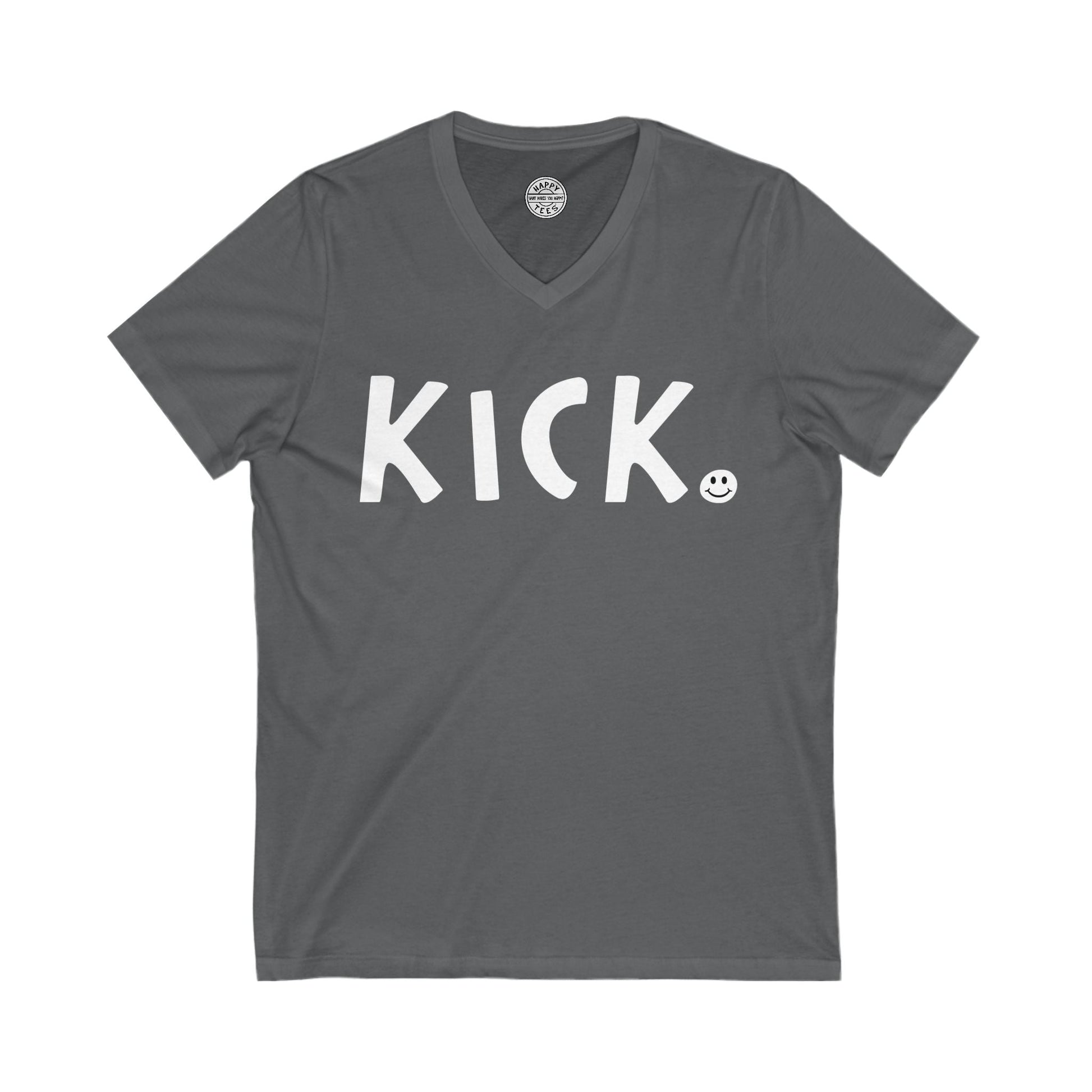 KICK Happy Tee (V-Neck)  V-neck Asphalt / 2XL HAPPY TEES® BRAND