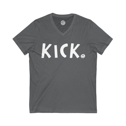 KICK Happy Tee (V-Neck)  V-neck Asphalt / 2XL HAPPY TEES® BRAND