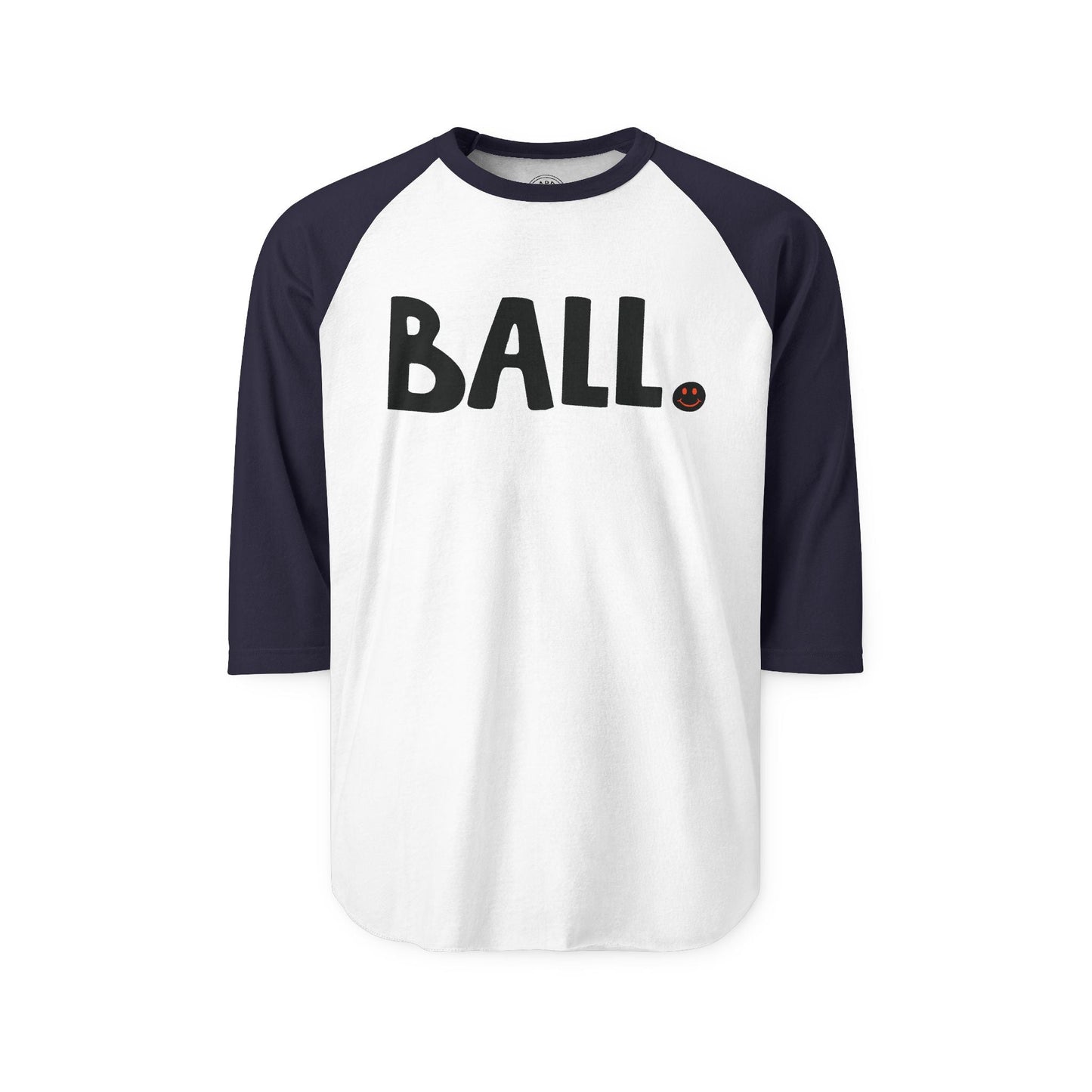 BALL Happy Tee (Long Sleeve Raglan)  Long-sleeve 2XL / White/Navy HAPPY TEES® BRAND