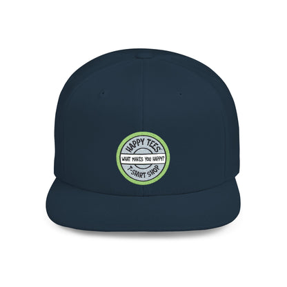 Happy Tees® Flat Bill Cap (Circular Logo T-Shirt Shop, Embroidery) - HAPPY TEES® BRAND