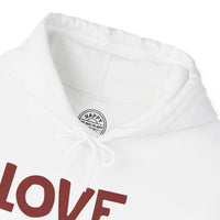 LOVE Happy Tee (White Hoodie with red graphic)