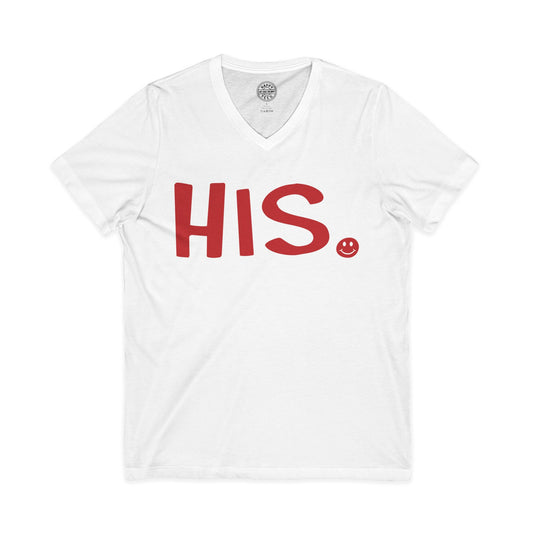 HIS Happy Tee (V-Neck White Tee with red graphic)