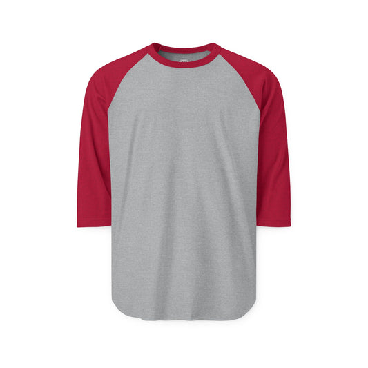 BASIC Happy Tee (Long Sleeve Raglan)  Long-sleeve 2XL / Heather Grey/Heather Red HAPPY TEES® BRAND