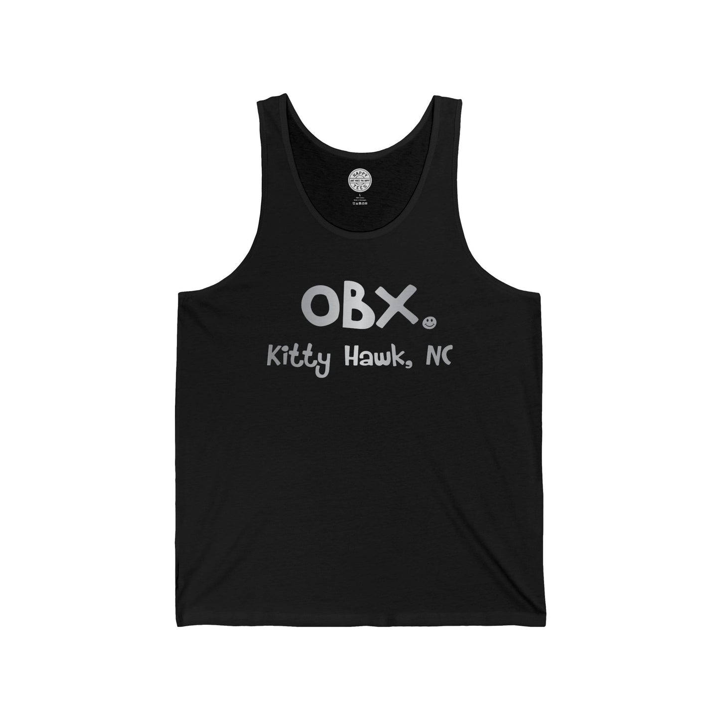 OBX Happy Tee (Tank Top, Silver)  Tank Top  HAPPY TEES® BRAND