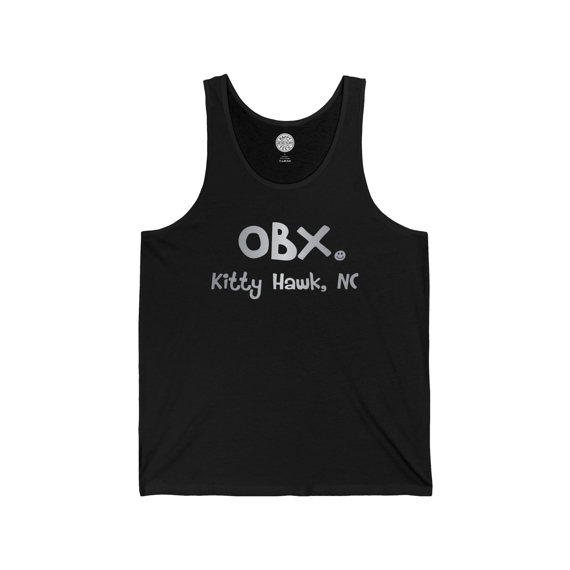 OBX Happy Tee (Tank Top, Silver)  Tank Top  HAPPY TEES® BRAND