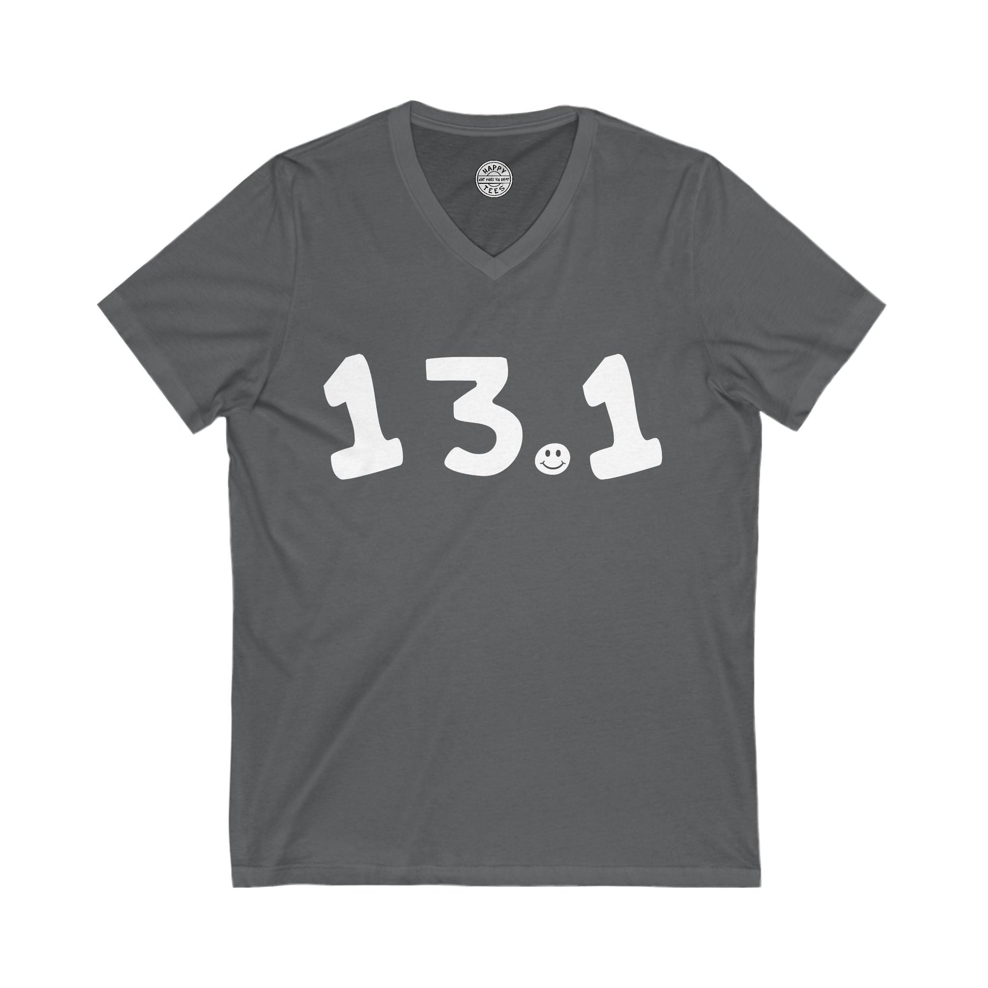 13.1 Happy Tee (V-Neck)  V-neck Asphalt / 2XL HAPPY TEES® BRAND