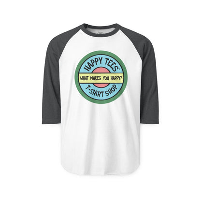 Happy Tees® T-Shirt (Long Sleeve Raglan with circular front logo)