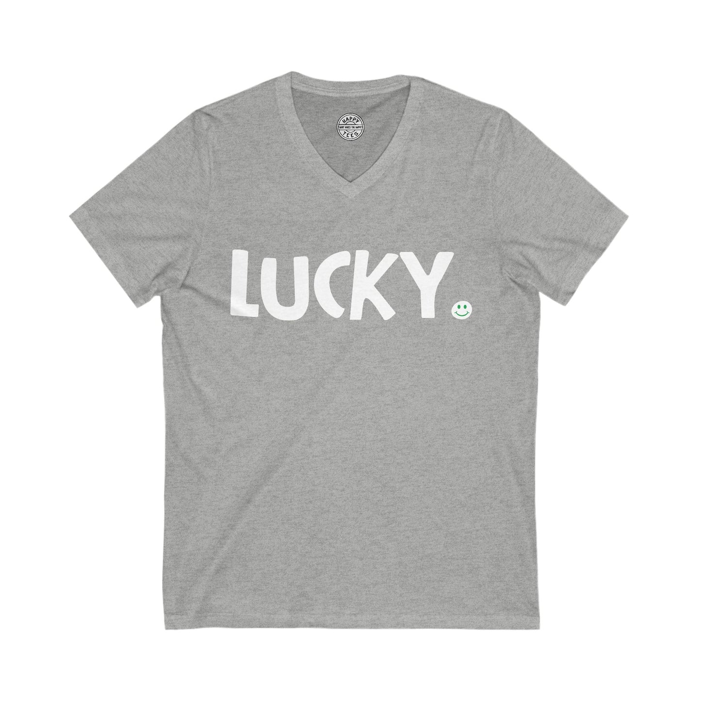 LUCKY Happy Tee (V-Neck)  V-neck Athletic Heather / 2XL HAPPY TEES® BRAND
