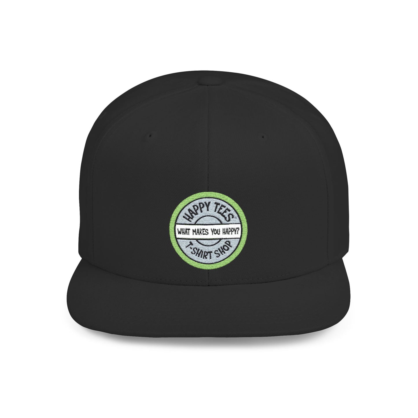Happy Tees® Flat Bill Cap (Circular Logo T-Shirt Shop, Embroidery) - HAPPY TEES® BRAND