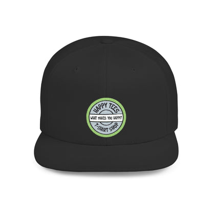 Happy Tees® Flat Bill Cap (Circular Logo T-Shirt Shop, Embroidery) - HAPPY TEES® BRAND